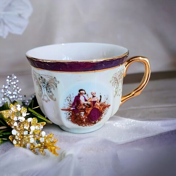 GNA Fine Porcelain Tea Cup 24k Hand Painted Victorian Iridescent Replacement - Picture 6 of 14
